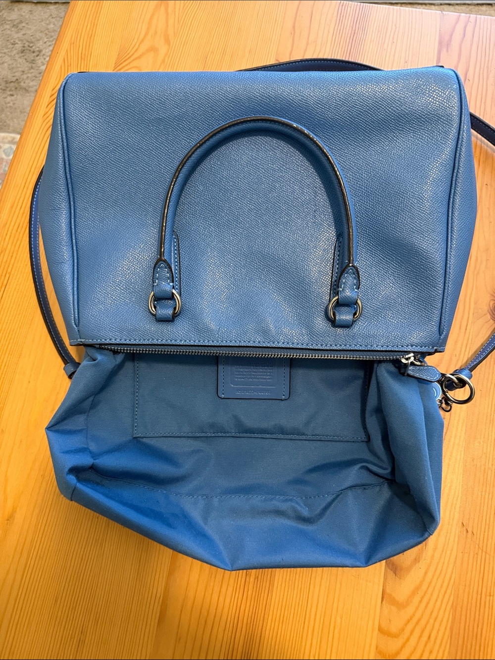 Coach Surrey Carryall in denim blue medium crossbody/top handle bag - Picture 6 of 16